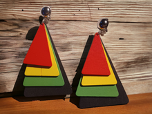 Load image into Gallery viewer, Afrocentric Wooden Handmade Clip On Earrings
