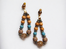 Load image into Gallery viewer, Handmade boho bead clip on hoops
