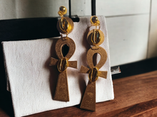 Load image into Gallery viewer, Clip on Abstract Handpainted Ankh Earrings
