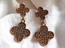 Load image into Gallery viewer, Rhinestone clover clip on earrings
