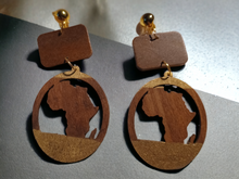 Load image into Gallery viewer, Handmade afrocentric Africa clip on earrings
