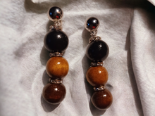 Load image into Gallery viewer, Handmade wood bead clip on earrings
