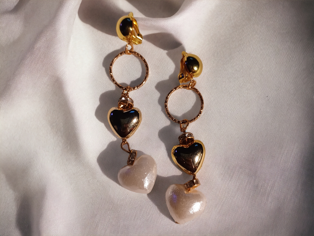 Heart Dangle clip on earrings