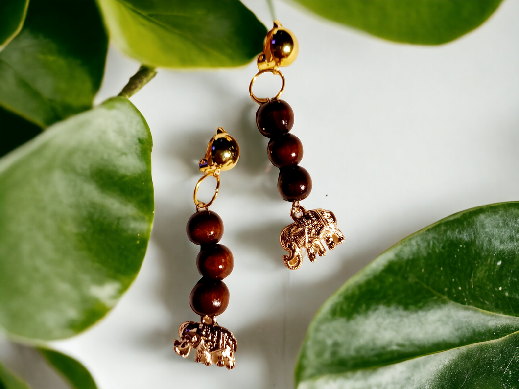 Handmade lucky elephant clip on earrings