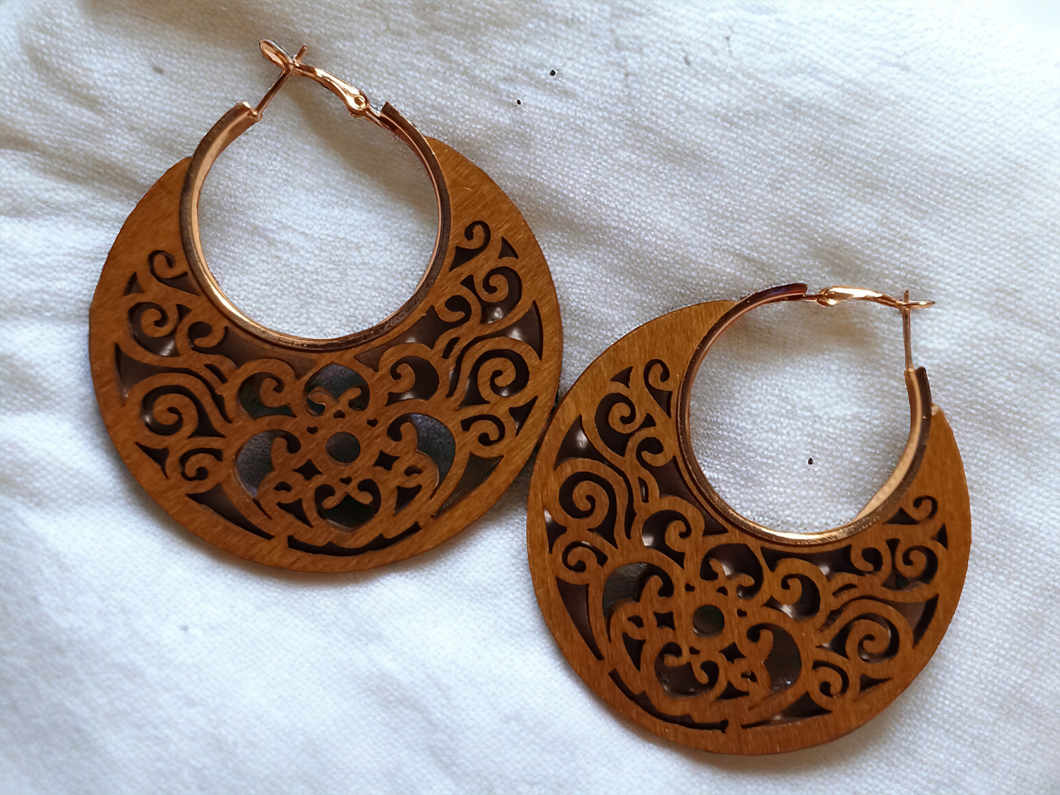 Wood and metal abstract hoops