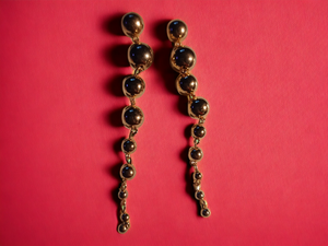 Clip on Long Metal Ball Dangle Earrings