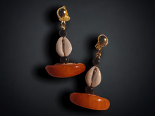 Load image into Gallery viewer, Handmade cowrie shell clip on earrings
