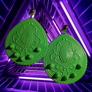 Extra large neon disc clip on earrings