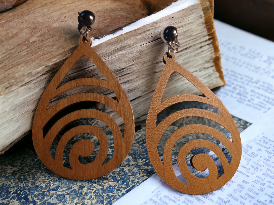 Abstract boho design Clip on earrings