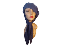 Load image into Gallery viewer, Vintage 1980s Navy wool beret with attached scarf
