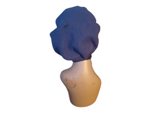 Load image into Gallery viewer, Vintage 1980s Navy wool beret with attached scarf
