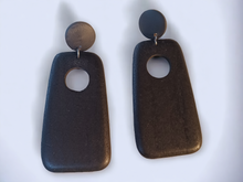 Load image into Gallery viewer, Hand carved minimalist wood clip on earrings
