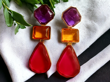 Load image into Gallery viewer, Chunky faux crystal Clip On earrings

