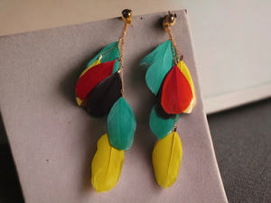 Handmade Feather tassel clip on earrings