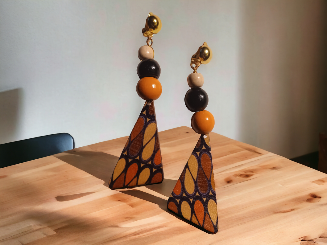 Abstract boho clip on earrings