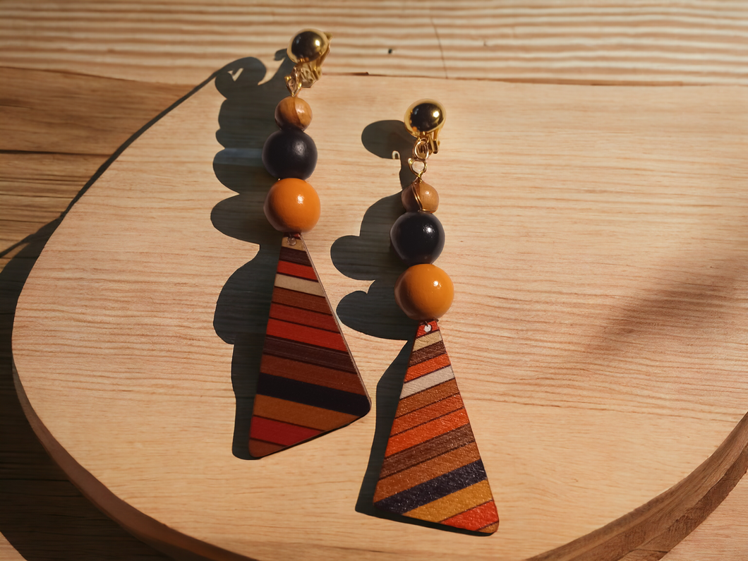 Abstract boho clip on earrings