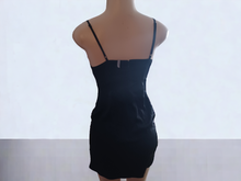 Load image into Gallery viewer, Charlotte Steffenson Satin Draped Front Black Mini dress XS
