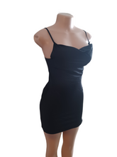 Load image into Gallery viewer, Charlotte Steffenson Satin Draped Front Black Mini dress XS
