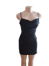 Load image into Gallery viewer, Charlotte Steffenson Satin Draped Front Black Mini dress XS
