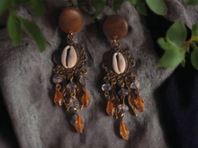 Load image into Gallery viewer, Handmade boho cowrie clip on earrings
