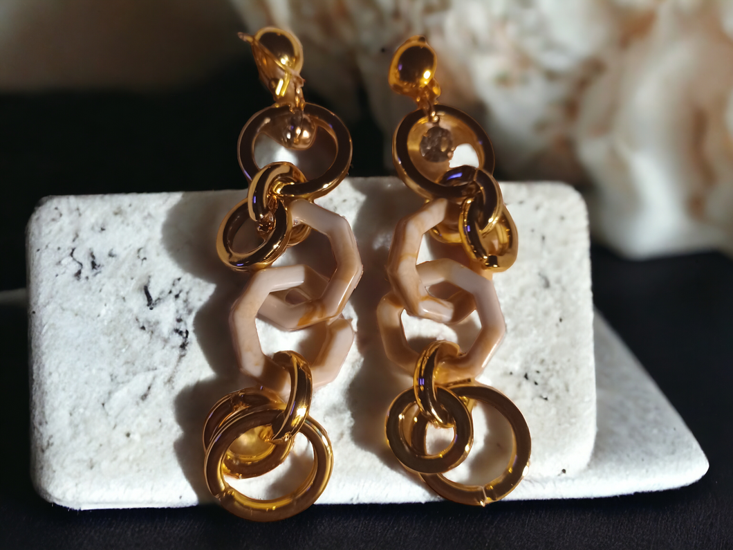 Handmade Acrylic dangle clip on earrings