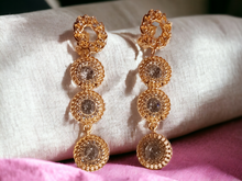 Load image into Gallery viewer, Handmade rhinestone dangle clip on earrings
