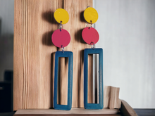 Load image into Gallery viewer, Colorblock wood earrings
