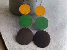 Load image into Gallery viewer, Handmade wooden disc earrings
