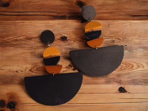 Handmade geometric wood earrings