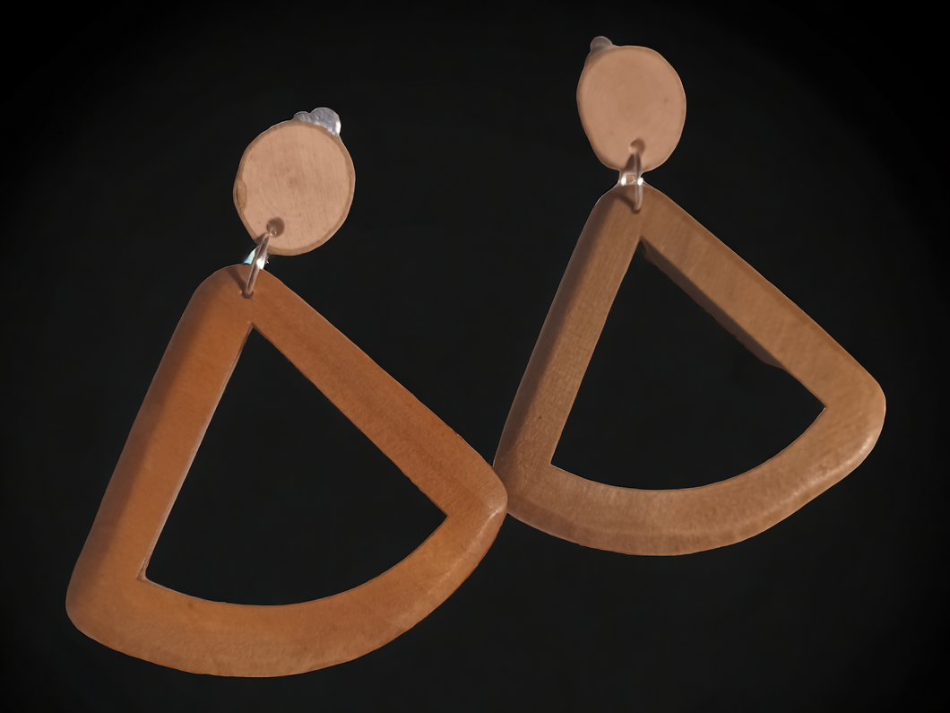 Handmade Wooden boho clip on earrings
