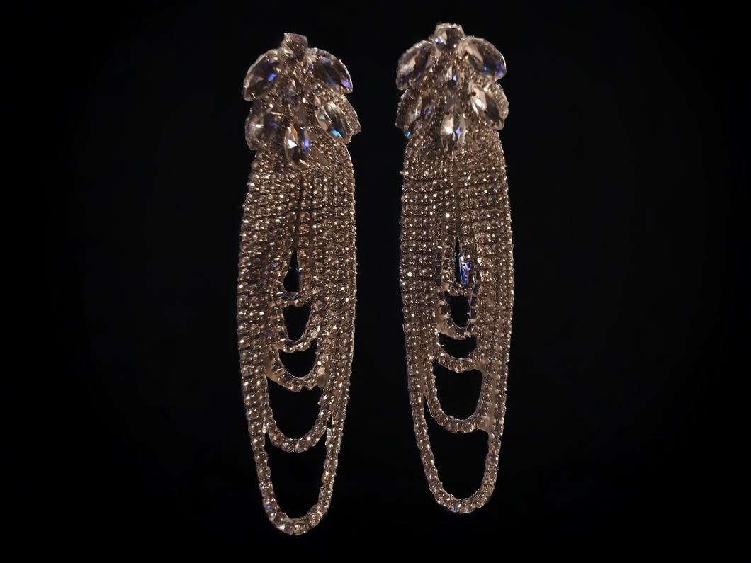 Large Glam Rhinestone chandelier earrings