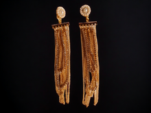 Load image into Gallery viewer, Glam rhinestone and chain clip on earrings
