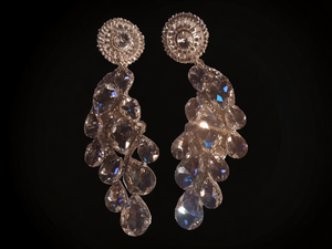Runway rhinestone dangle clip on earrings