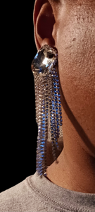 Runway rhinestone dangle clip on earrings