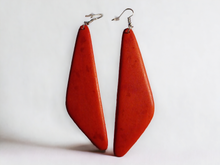 Load image into Gallery viewer, Large Hand carved minimalist Wooden Earrings
