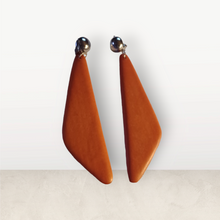 Load image into Gallery viewer, Clip on Large Hand carved minimalist Wooden Earrings
