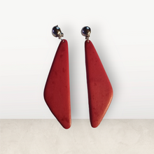 Load image into Gallery viewer, Clip on Large Hand carved minimalist Wooden Earrings
