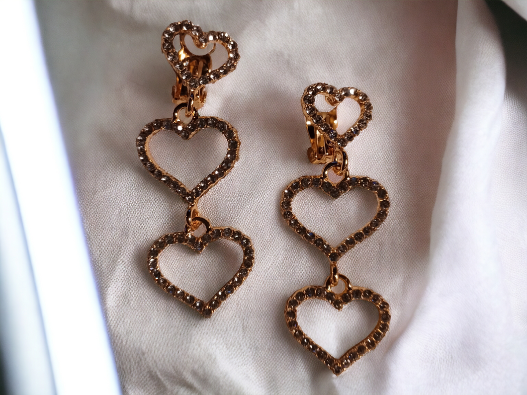 Light heart dangle clip on earrings