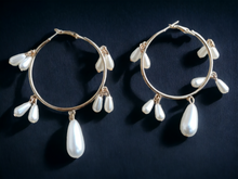 Load image into Gallery viewer, Pearl Chandelier Hoop Earrings
