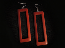 Load image into Gallery viewer, Minimalist Wooden rectangle earrings
