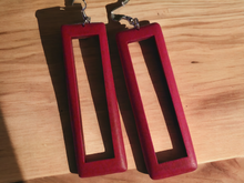 Load image into Gallery viewer, Minimalist Wooden rectangle earrings
