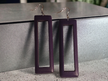 Load image into Gallery viewer, Minimalist Wooden rectangle earrings
