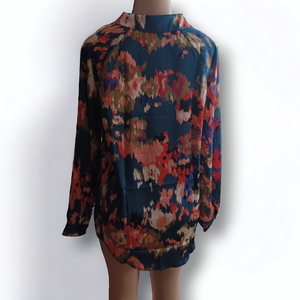 Graffiti floral print Satin Blouse small