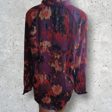 Load image into Gallery viewer, Graffiti floral print Satin Blouse L
