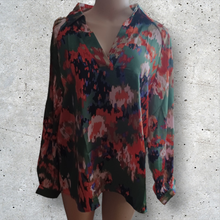 Load image into Gallery viewer, Graffiti floral print Satin Blouse M
