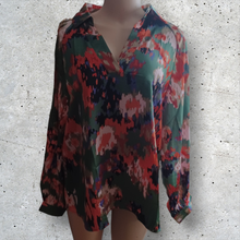 Load image into Gallery viewer, Graffiti floral print Satin Blouse small
