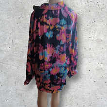 Load image into Gallery viewer, Graffiti floral print Satin Blouse XL
