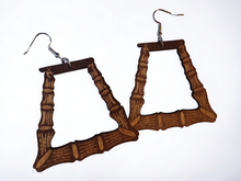 Load image into Gallery viewer, Medium sized  Wooden Bamboo hoop Earrings
