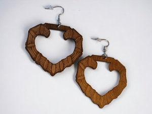 Medium sized  Wooden Bamboo hoop Earrings