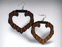 Load image into Gallery viewer, Medium sized  Wooden Bamboo hoop Earrings
